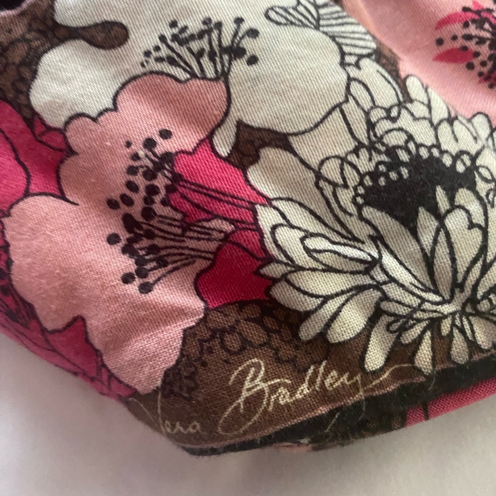 Vera Bradley retired mocha rouge shoulder bag pink, brown, white floral pattern - Picture 6 of 16